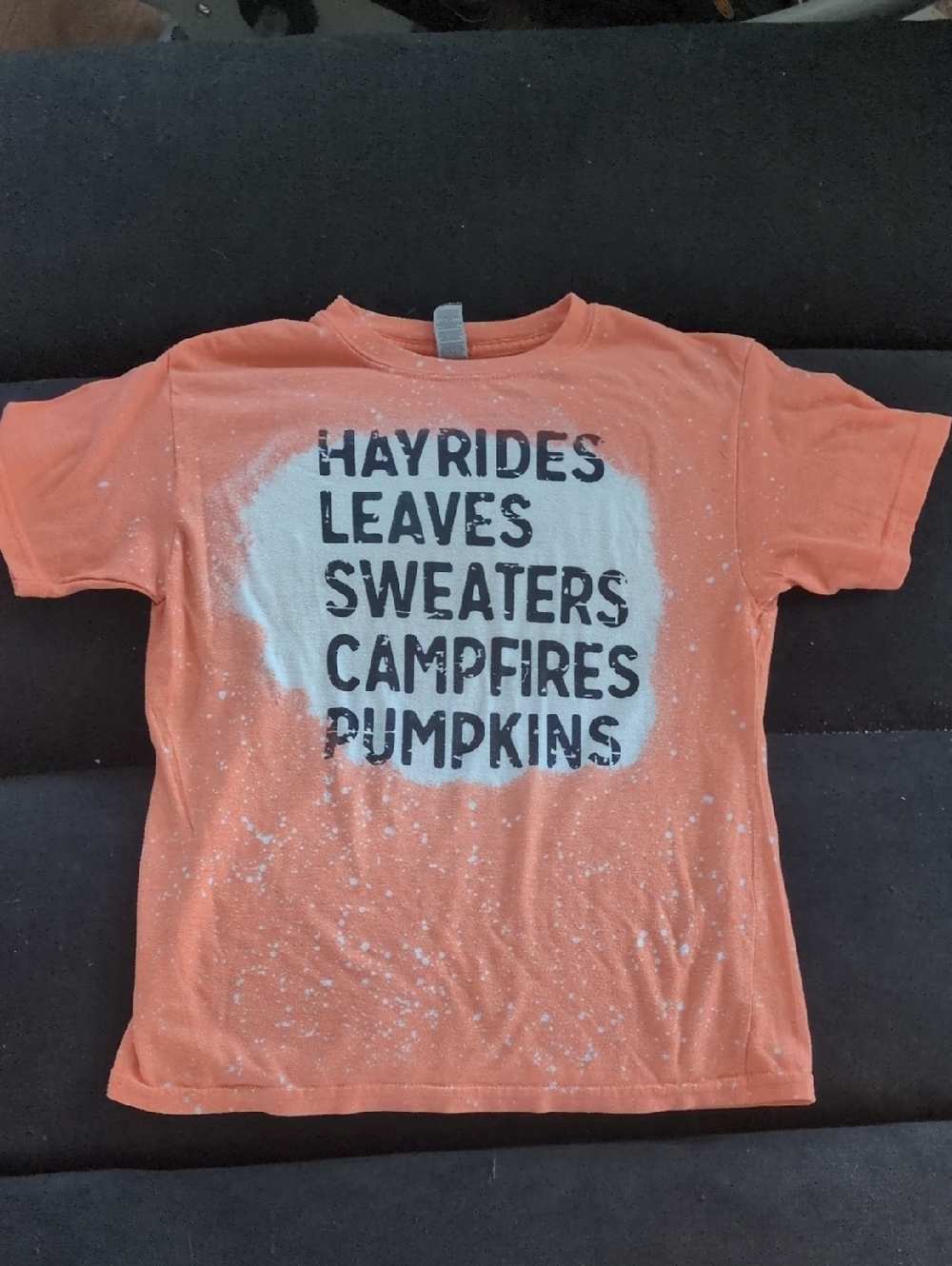 Kids Orange Fall Graphic Tee - Hayrides Leaves Sweaters Pumpkins